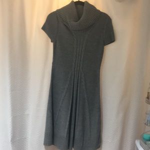 Grey short sleeve turtleneck sweater dress